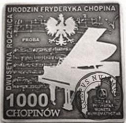 1000 chopinów / Fryderyk Chopin - PRÓBA (klipa - miedź srebrzona oksydowana)